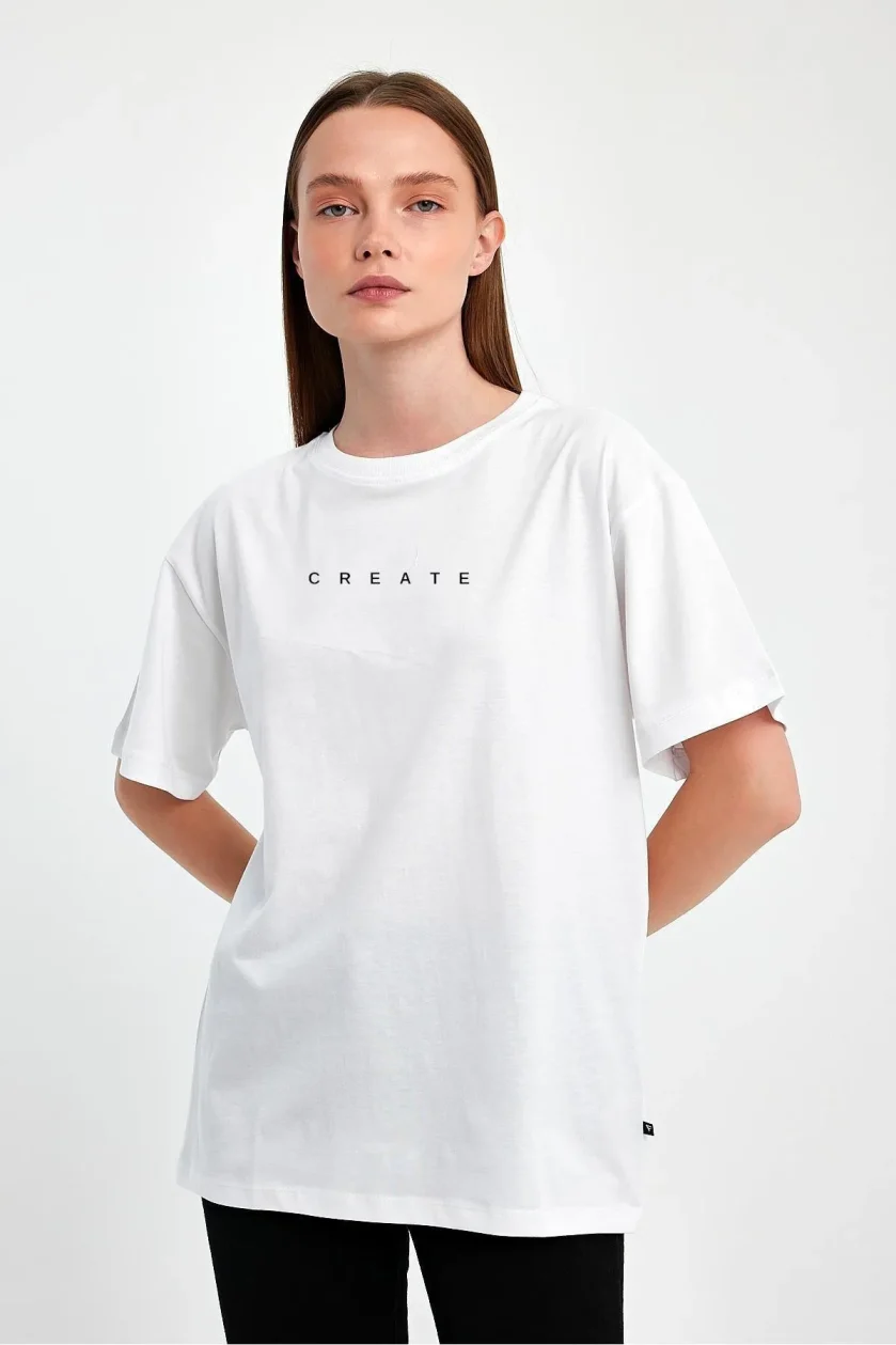 Kadın Baskılı Oversize T-Shirt - Görsel 4