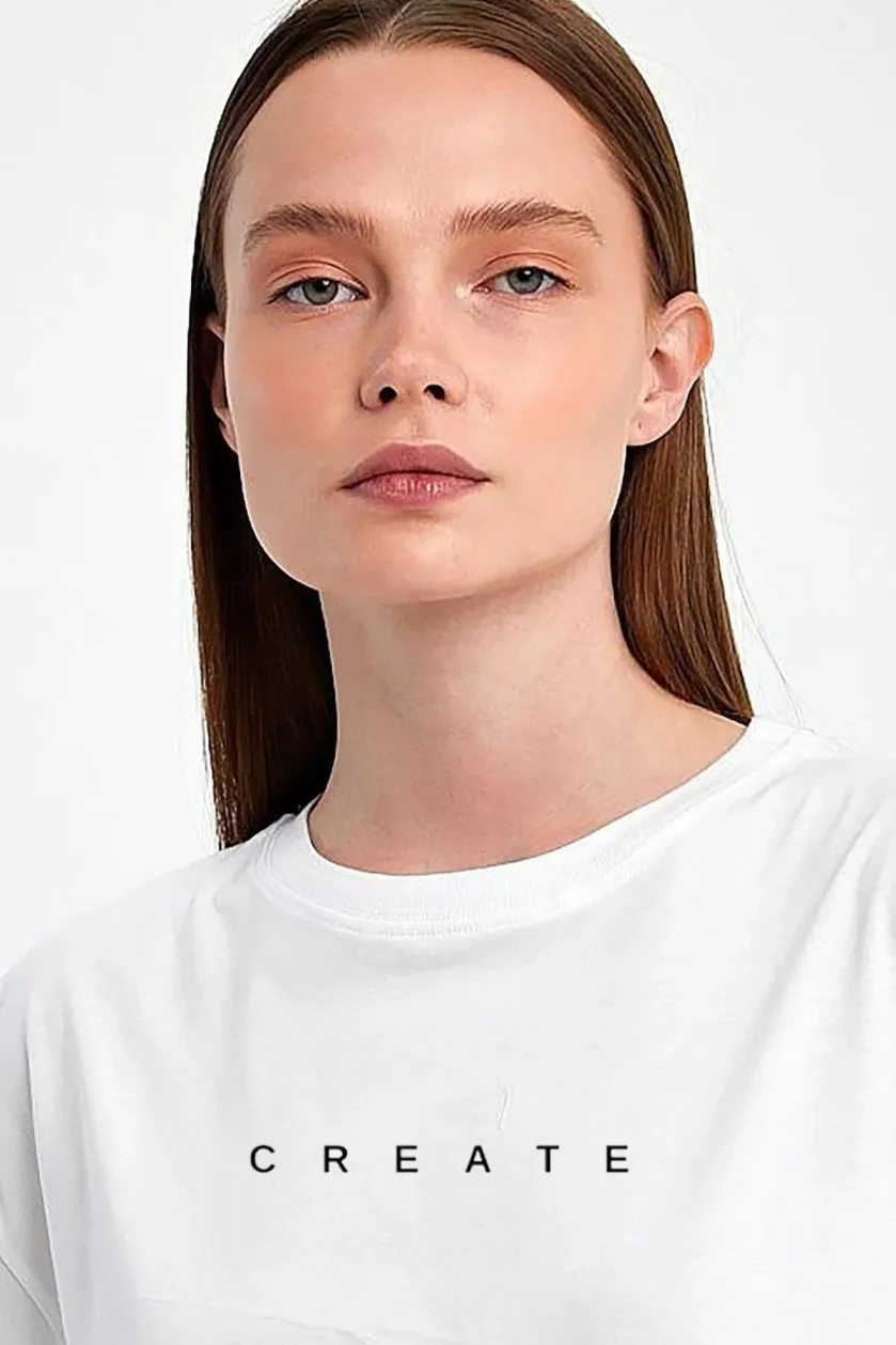 Kadın Baskılı Oversize T-Shirt - Görsel 6
