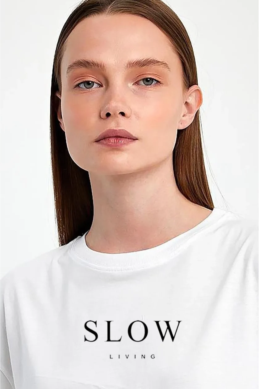 Kadın Baskılı Oversize T-Shirt - Görsel 6