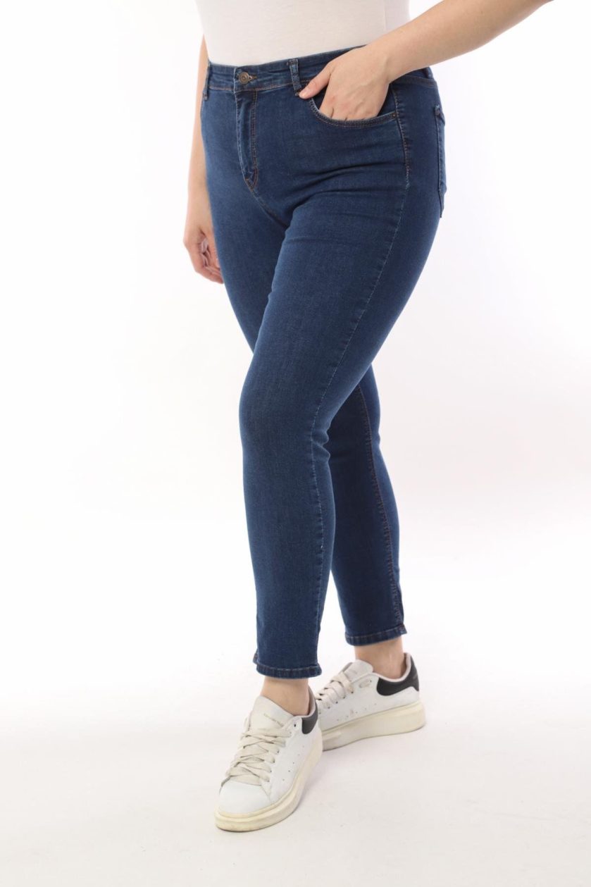 KADIN BATTAL DÜZ JEANS - Görsel 4