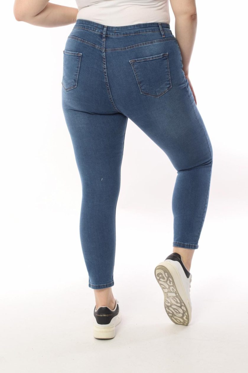 KADIN BATTAL TAŞLAMALI JEANS - Görsel 5