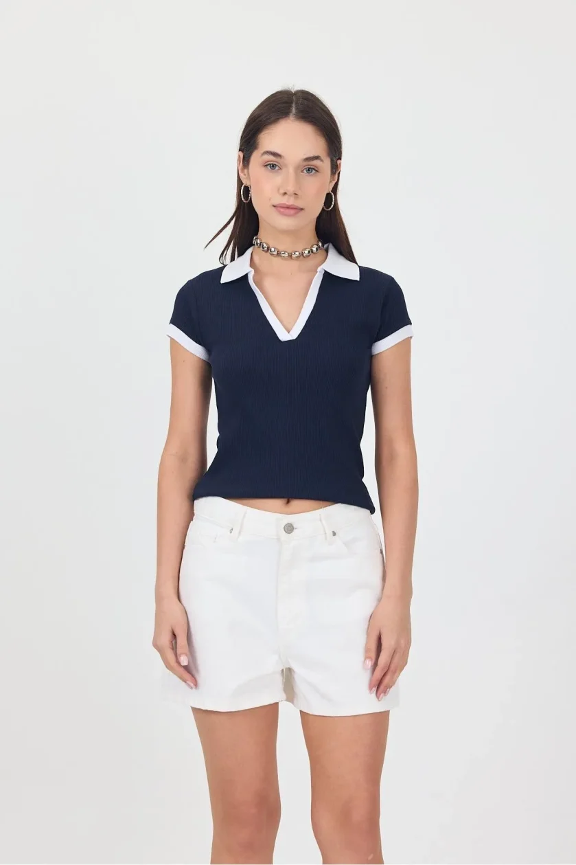 Kadın Kaşkorse Polo Yaka Tshirt - Görsel 11