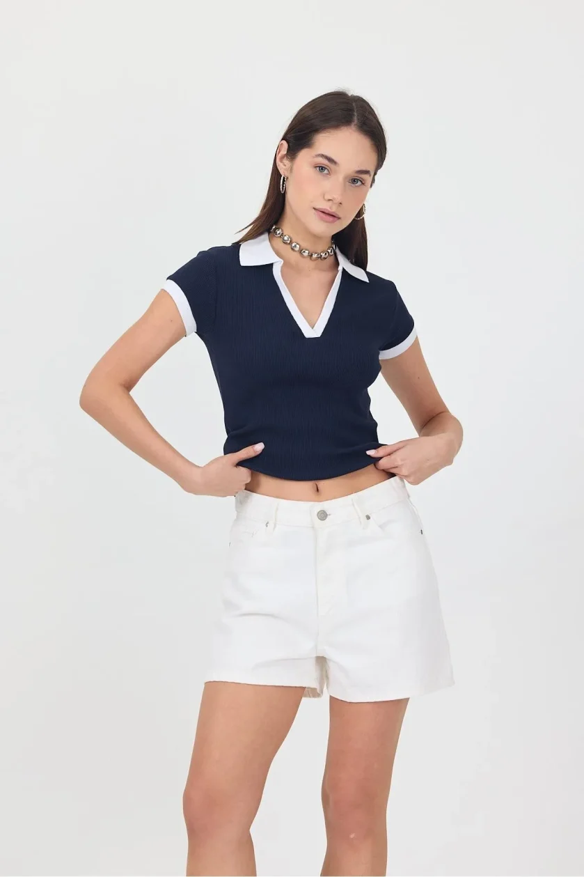 Kadın Kaşkorse Polo Yaka Tshirt - Görsel 12