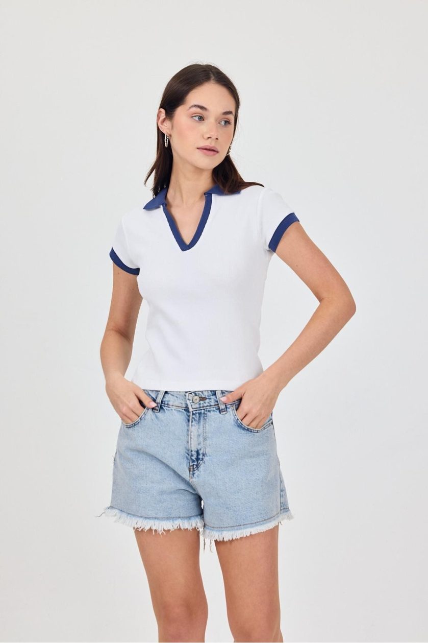 Kadın Kaşkorse Polo Yaka Tshirt - Görsel 5