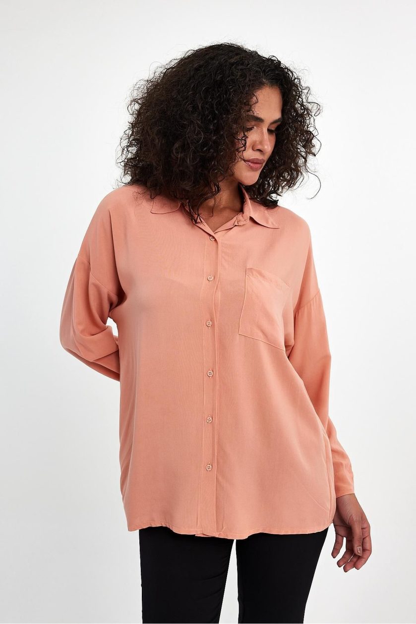 Kadın Oversize Poplin Gömlek - Görsel 2