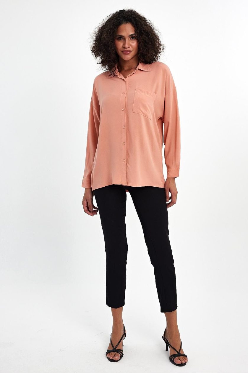 Kadın Oversize Poplin Gömlek - Görsel 3