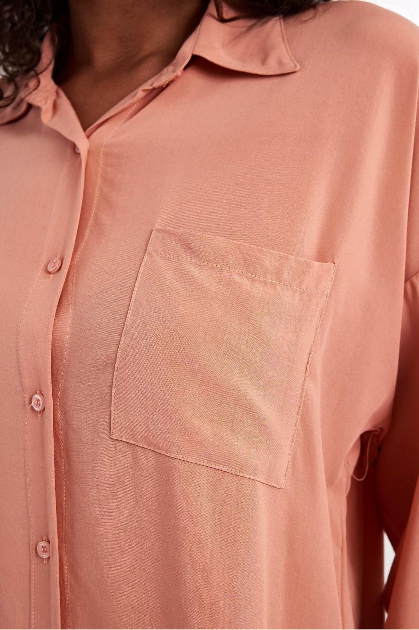Kadın Oversize Poplin Gömlek - Görsel 4