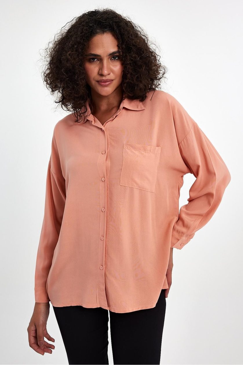 Kadın Oversize Poplin Gömlek - Görsel 5