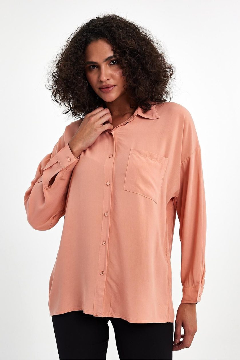 Kadın Oversize Poplin Gömlek - Görsel 6