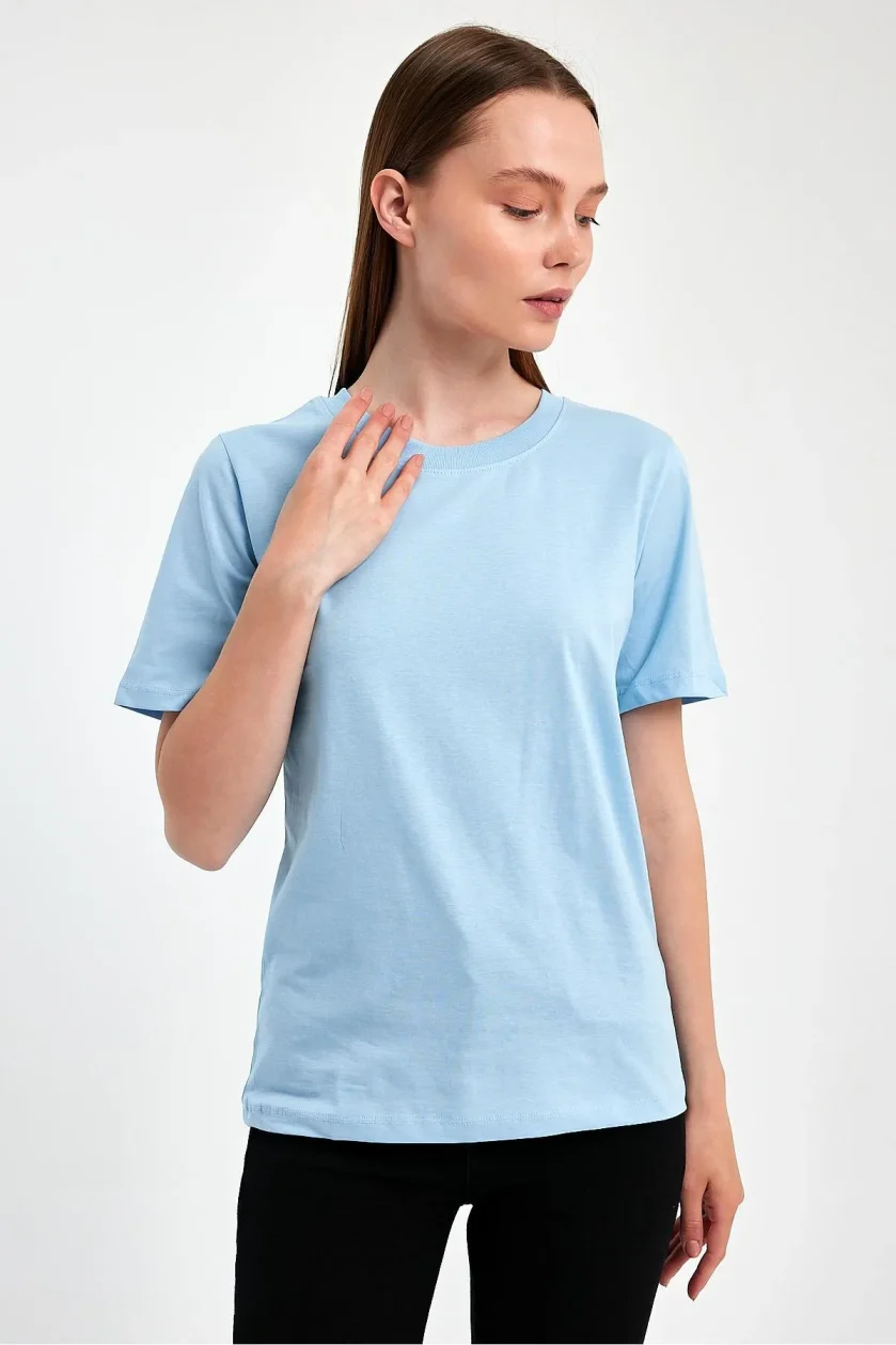 KADIN SIFIR YAKA T-SHIRT - Görsel 9