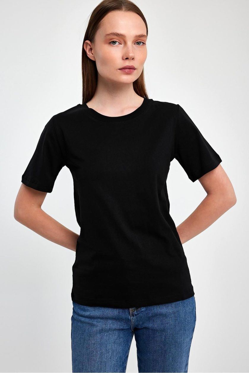 KADIN SIFIR YAKA T-SHIRT - Görsel 3