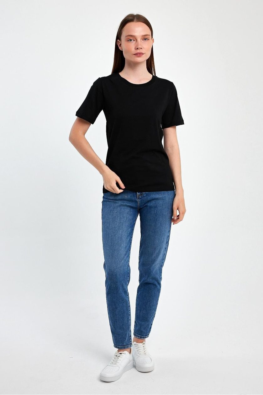 KADIN SIFIR YAKA T-SHIRT - Görsel 4