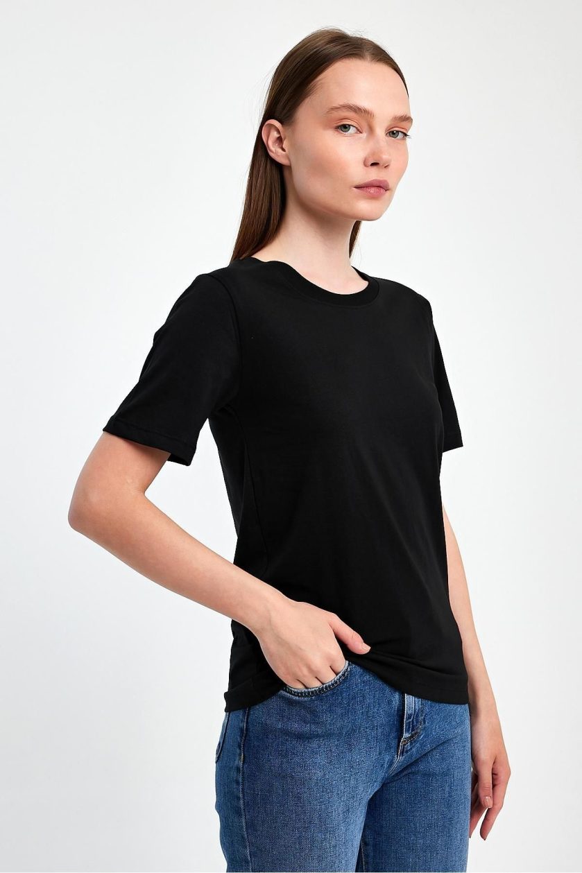 KADIN SIFIR YAKA T-SHIRT - Görsel 6