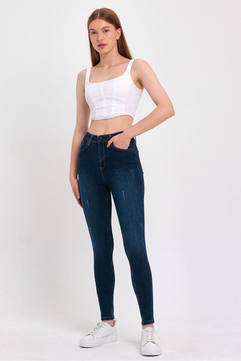KADIN TIRNAKLI TAŞLAMALI JEANS - Görsel 6