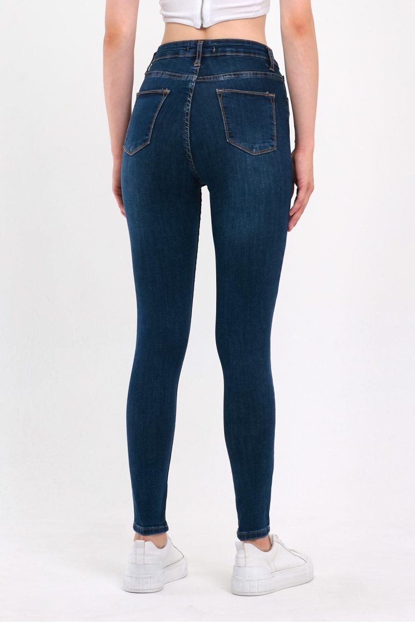 KADIN TIRNAKLI TAŞLAMALI JEANS - Görsel 7