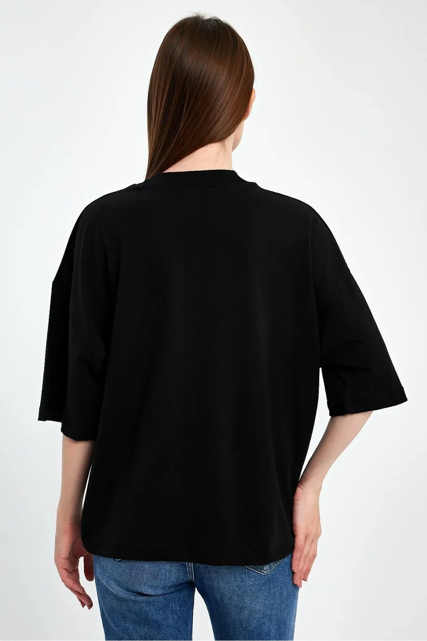 Kadın Yarım Balıkçı Yaka Kısa Kol T-shirt - Görsel 11