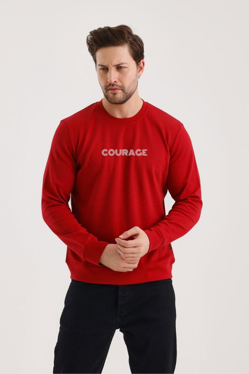 Unisex Baskılı Sıfır Yaka Sweat