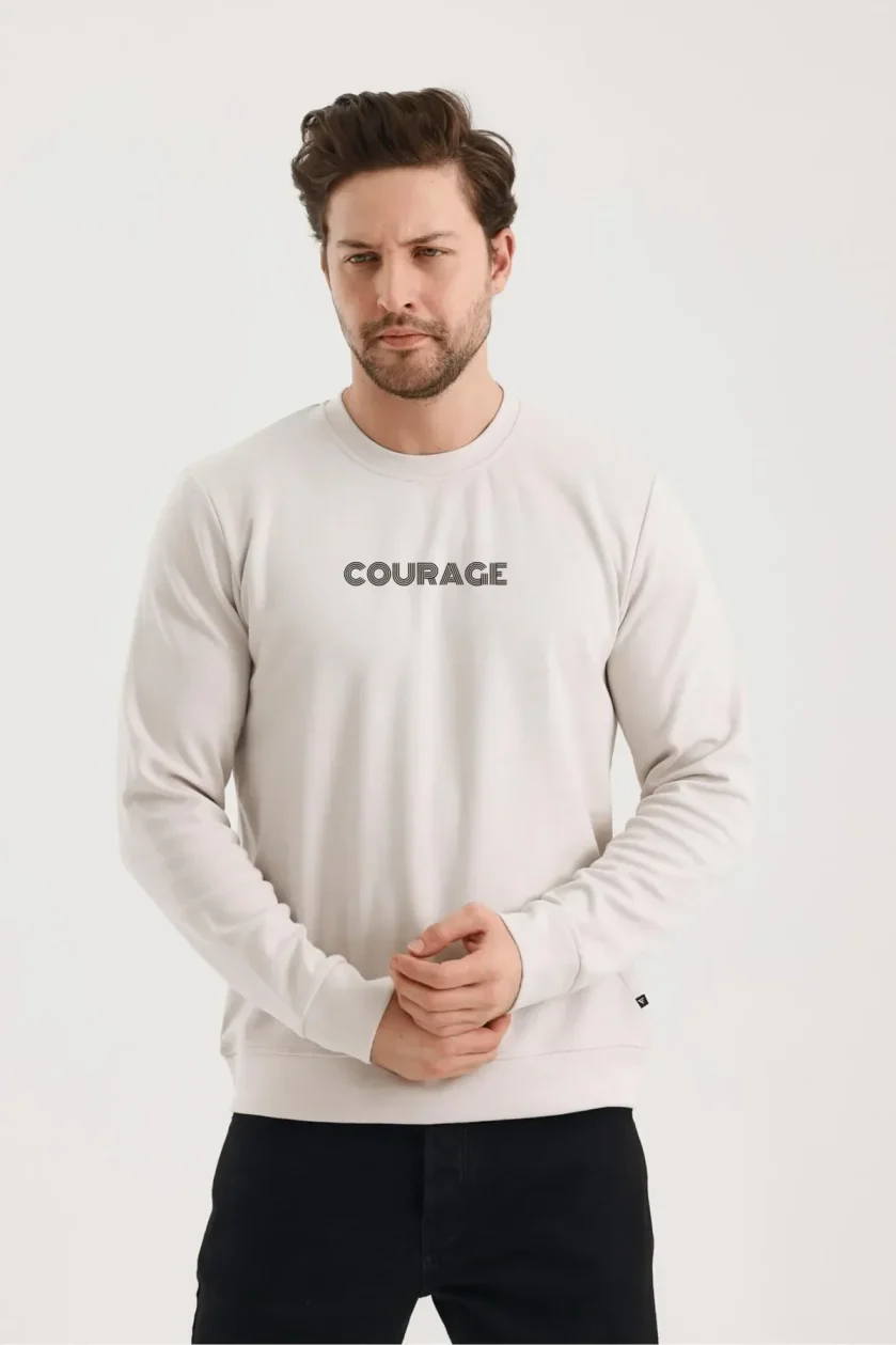 Unisex Baskılı Sıfır Yaka Sweat - Görsel 5