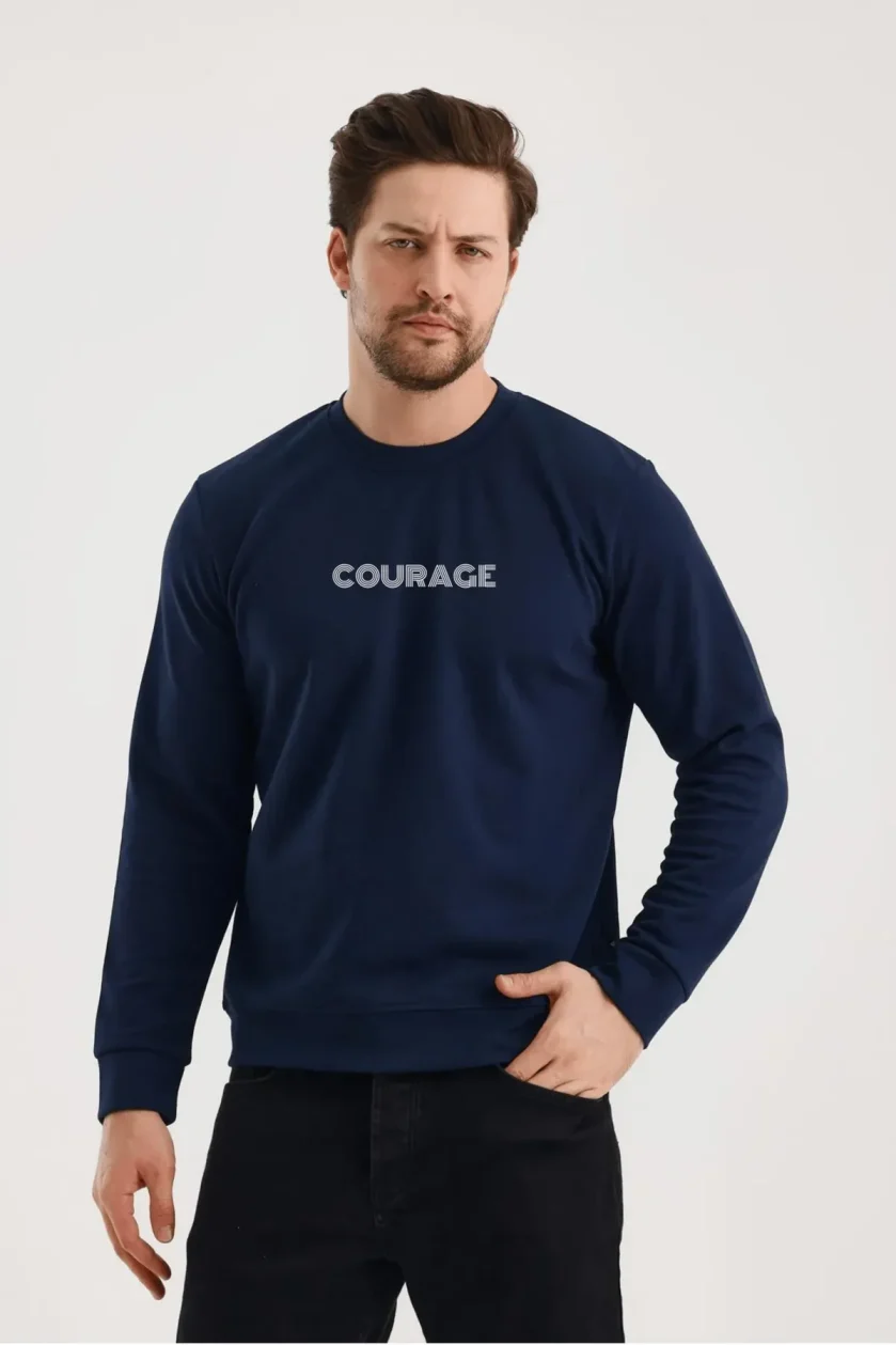 Unisex Baskılı Sıfır Yaka Sweat - Görsel 7