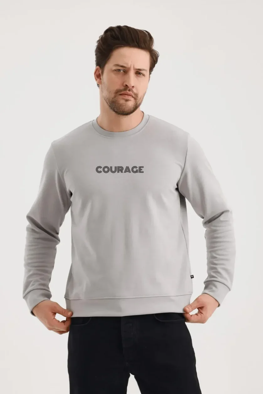 Unisex Baskılı Sıfır Yaka Sweat - Görsel 9