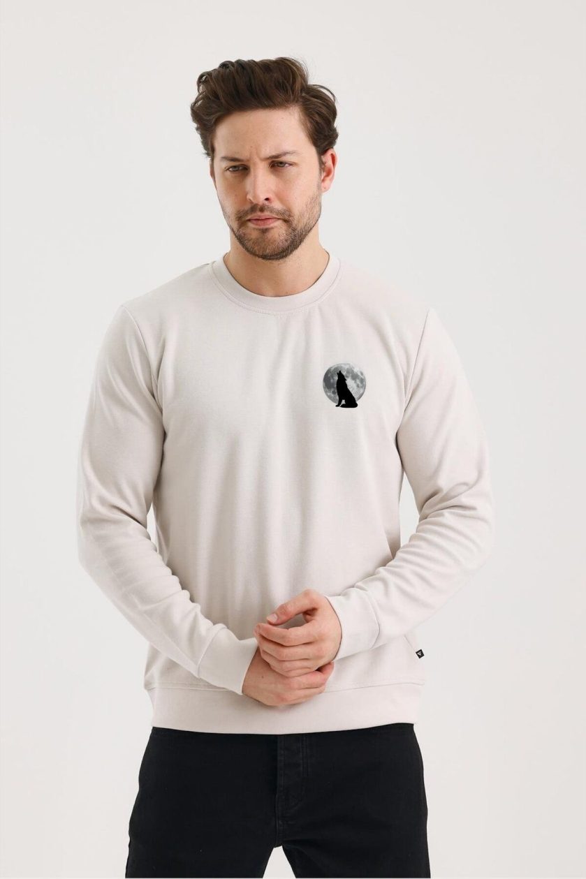 Unisex Ön Arka Baskılı Sıfır Yaka Sweat - Görsel 2
