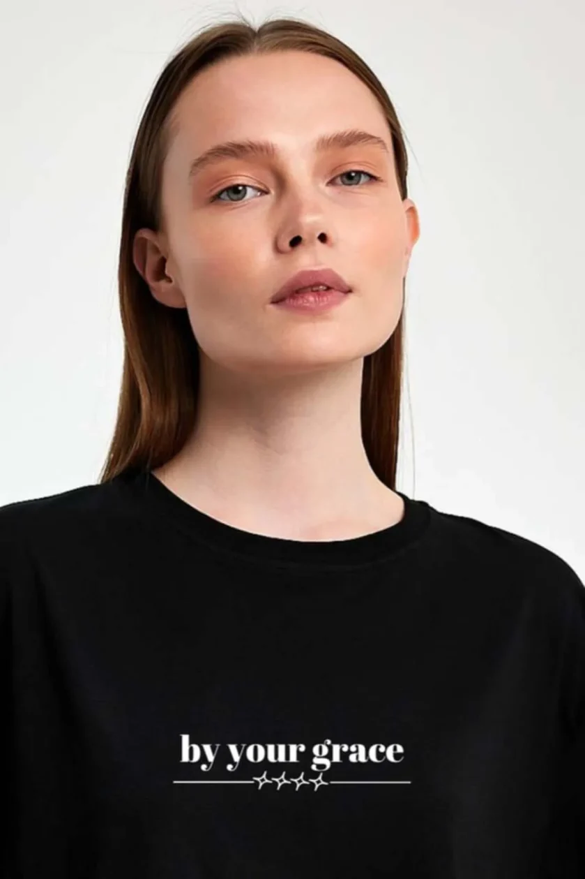 Unisex Oversize Baskılı Sıfır Yaka Tshirt - Görsel 6