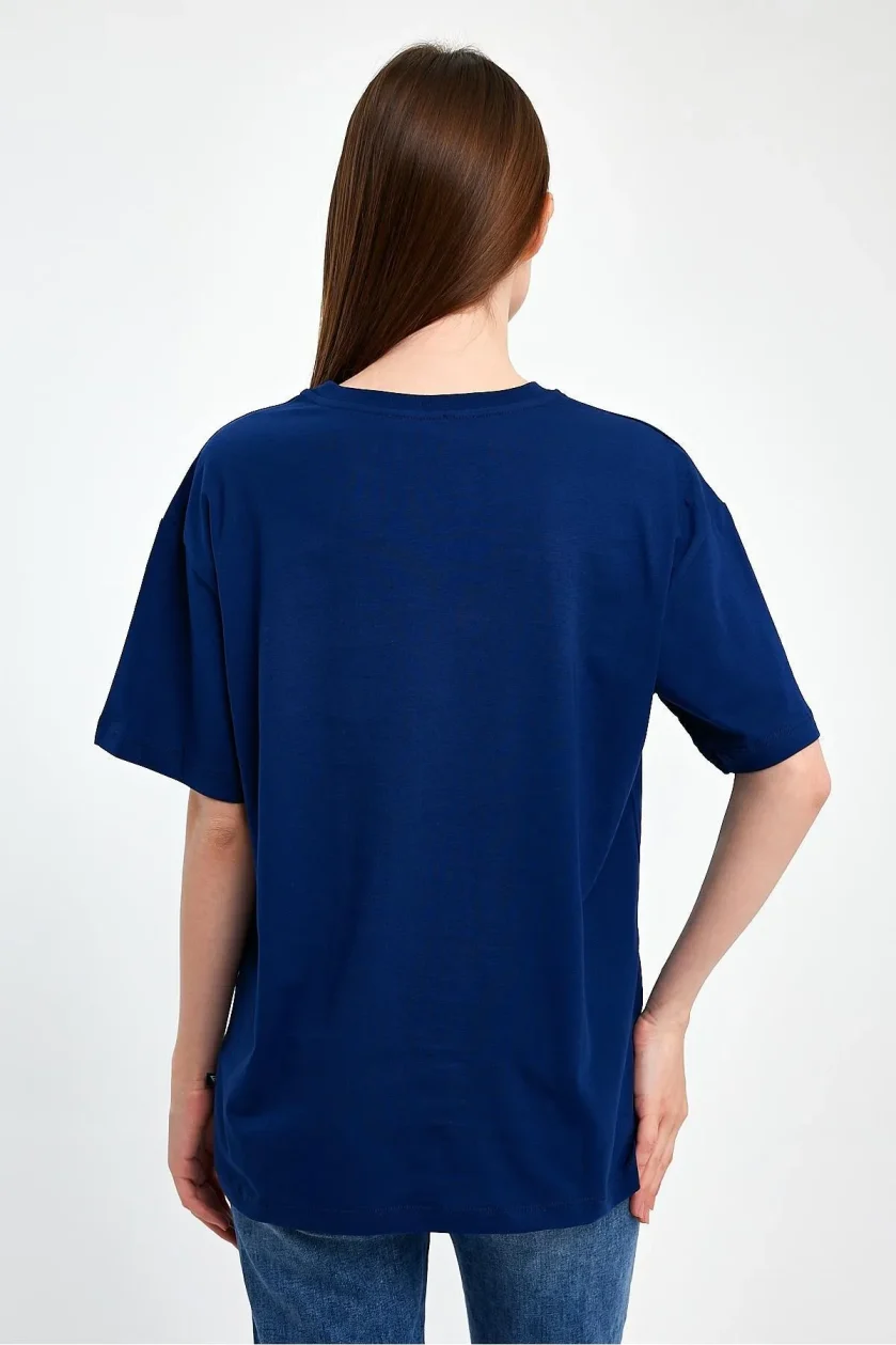 Unisex Oversize Baskılı Sıfır Yaka Tshirt - Görsel 8