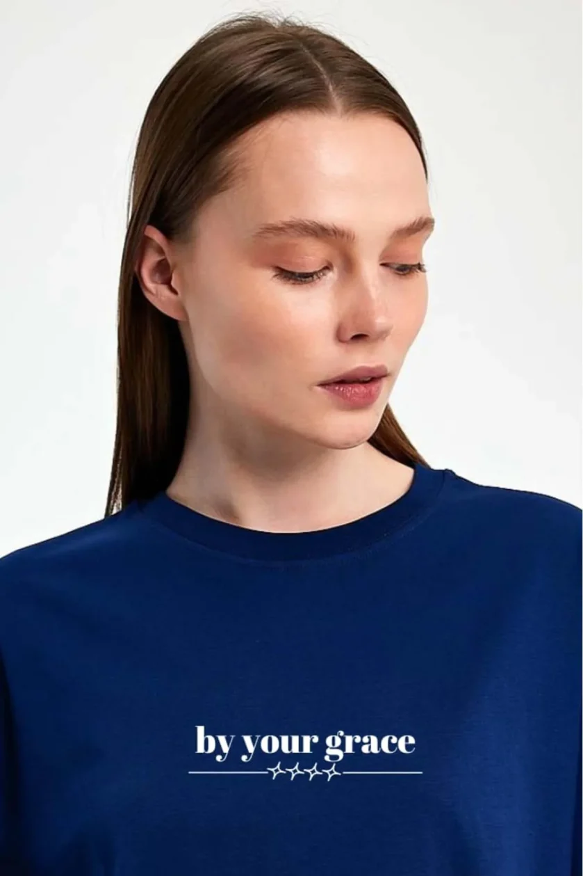 Unisex Oversize Baskılı Sıfır Yaka Tshirt - Görsel 9