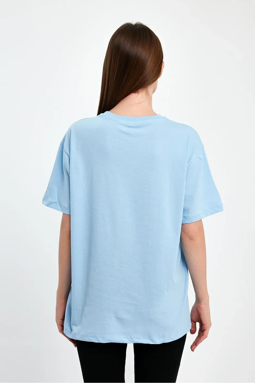 Unisex Oversize Baskılı Sıfır Yaka Tshirt - Görsel 11