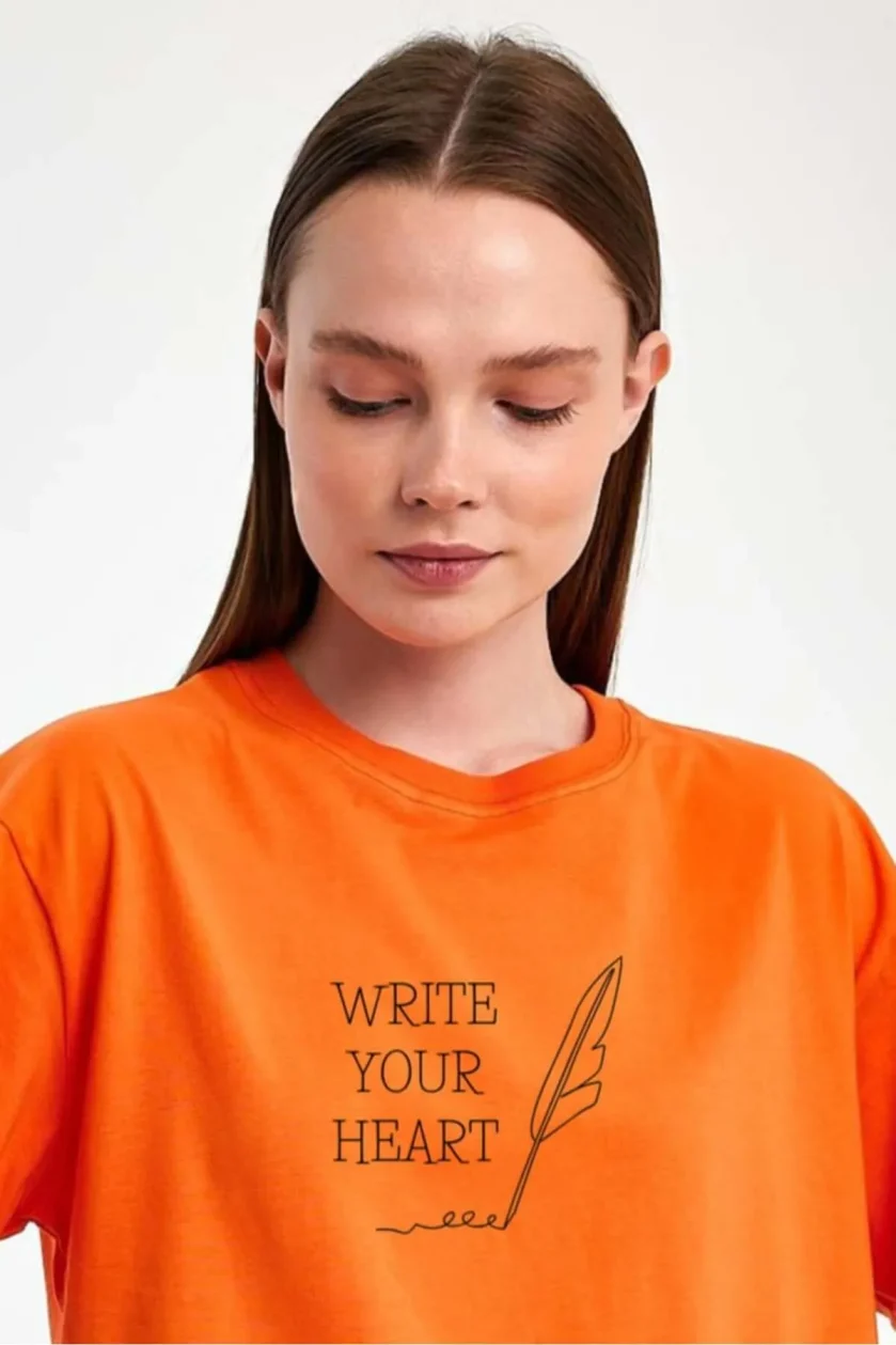 Unisex Oversize Baskılı Sıfır Yaka Tshirt - Görsel 27