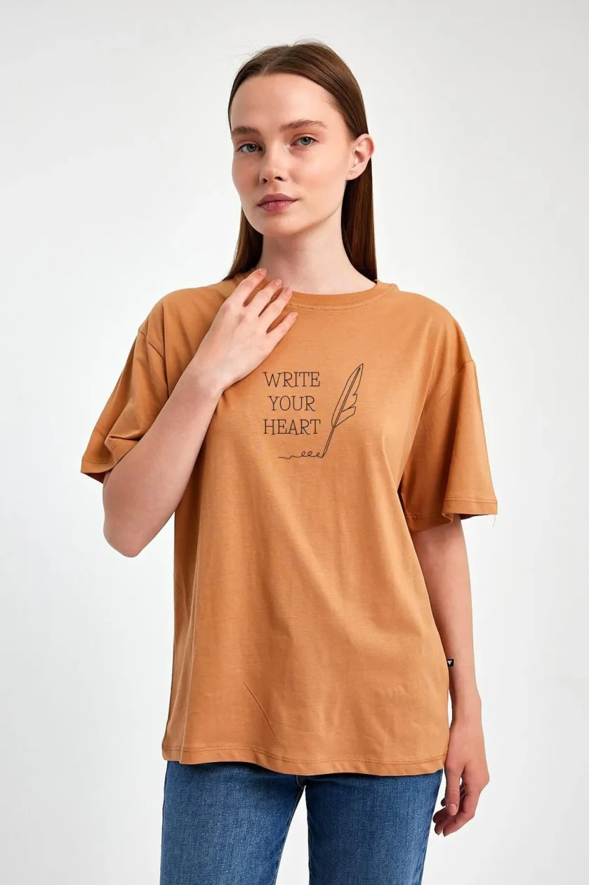Unisex Oversize Baskılı Sıfır Yaka Tshirt - Görsel 28