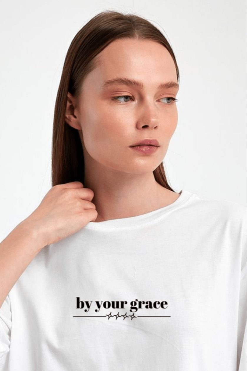 Unisex Oversize Baskılı Sıfır Yaka Tshirt - Görsel 2