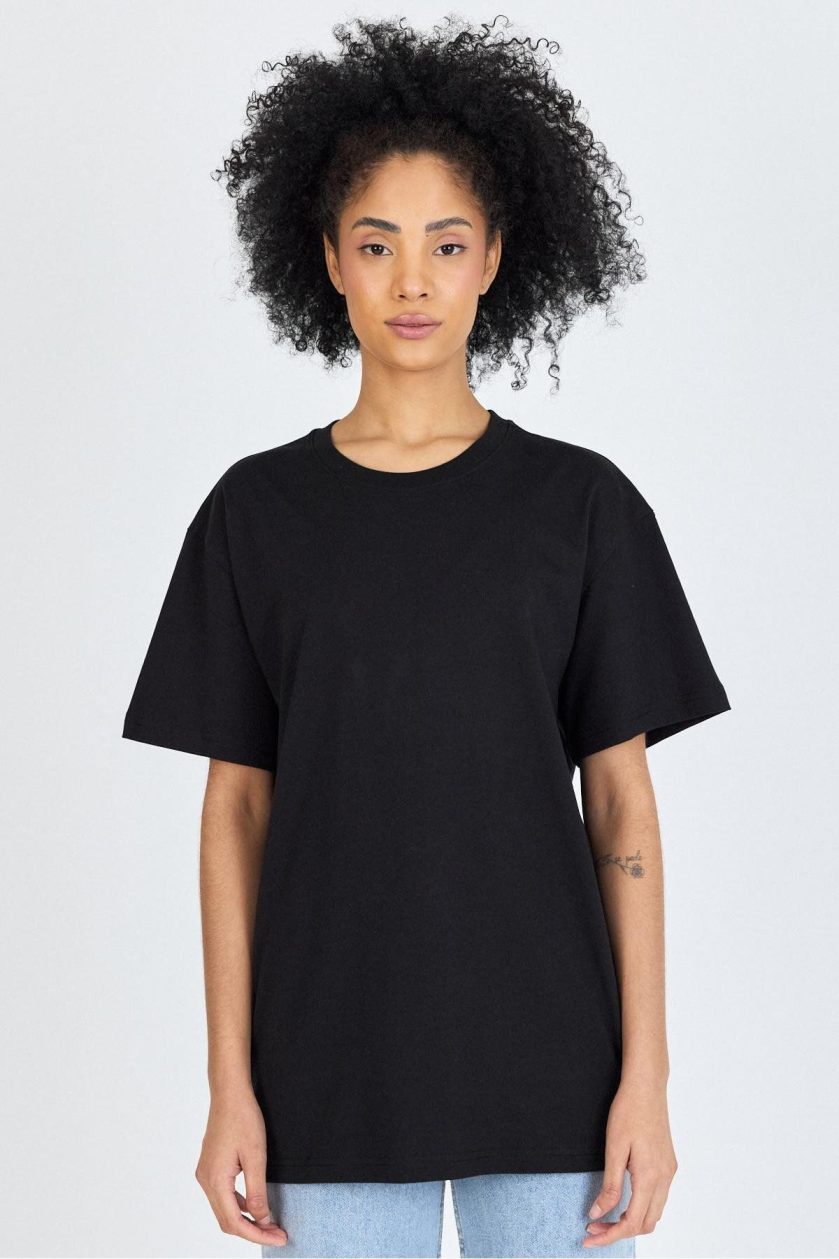 Unisex Oversize Sıfır Yaka T-Shirt - Görsel 2