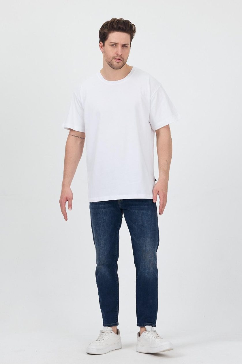 Unisex Oversize Sıfır Yaka Tshirt - Görsel 3