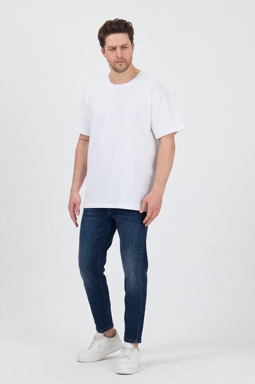 Unisex Oversize Sıfır Yaka Tshirt - Görsel 5