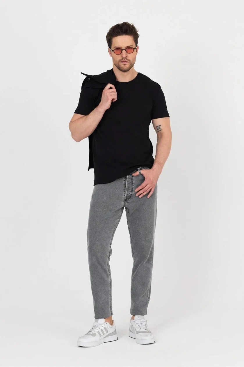 Unısex Ribana Compact Penye Sıfır Yaka T-shirt - Görsel 8