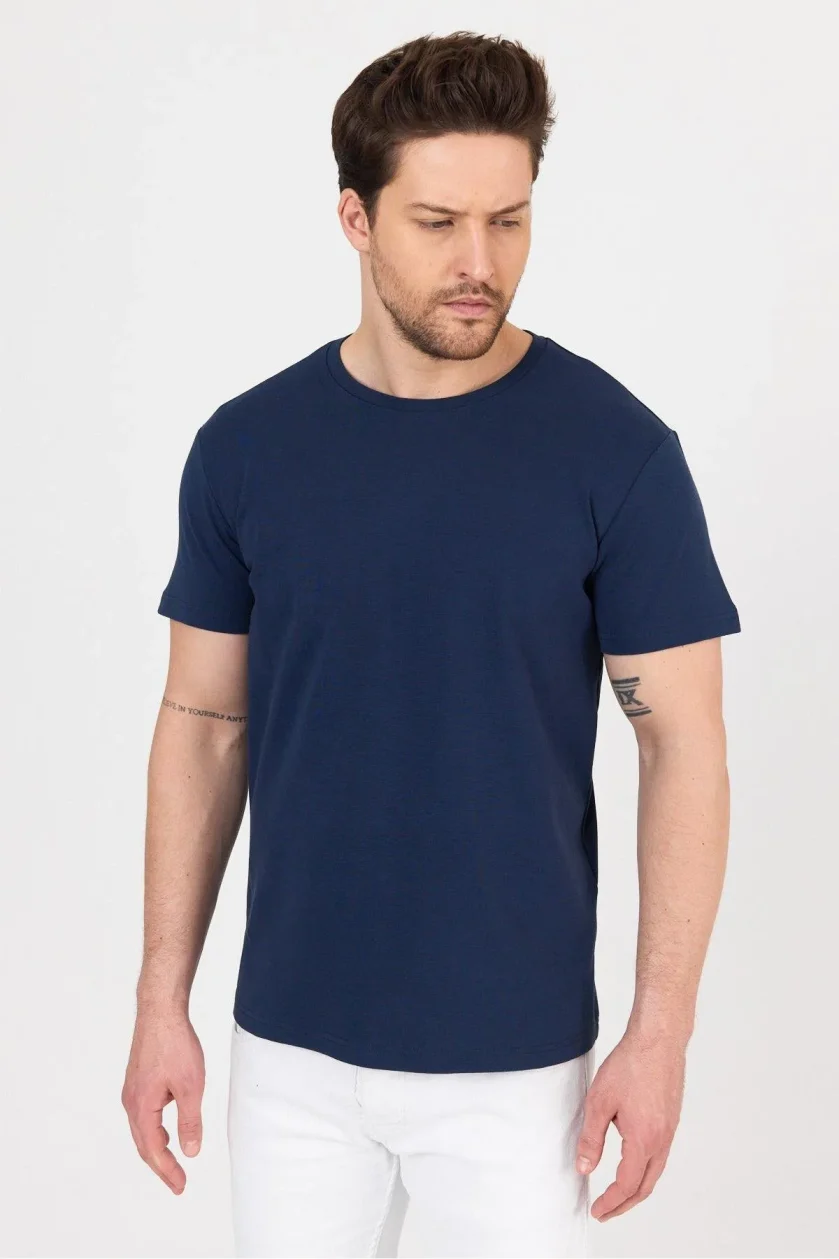 Unısex Ribana Compact Penye Sıfır Yaka T-shirt - Görsel 13