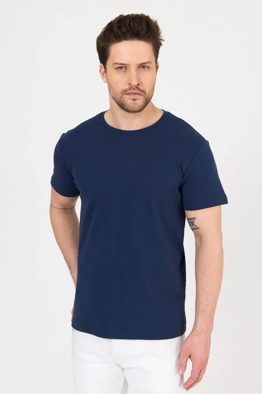 Unısex Ribana Compact Penye Sıfır Yaka T-shirt - Görsel 17