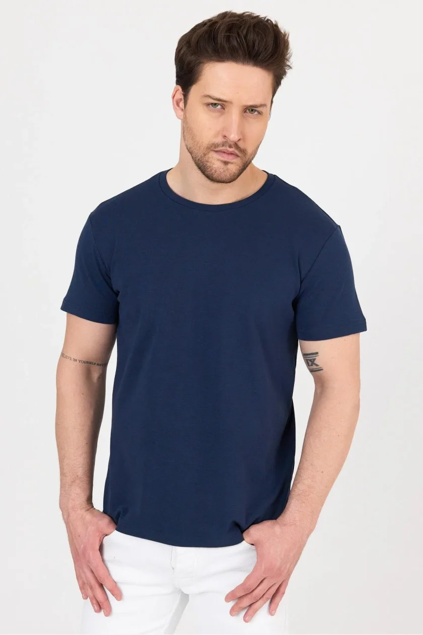 Unısex Ribana Compact Penye Sıfır Yaka T-shirt - Görsel 18