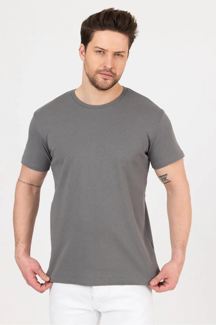 Unısex Ribana Compact Penye Sıfır Yaka T-shirt - Görsel 19