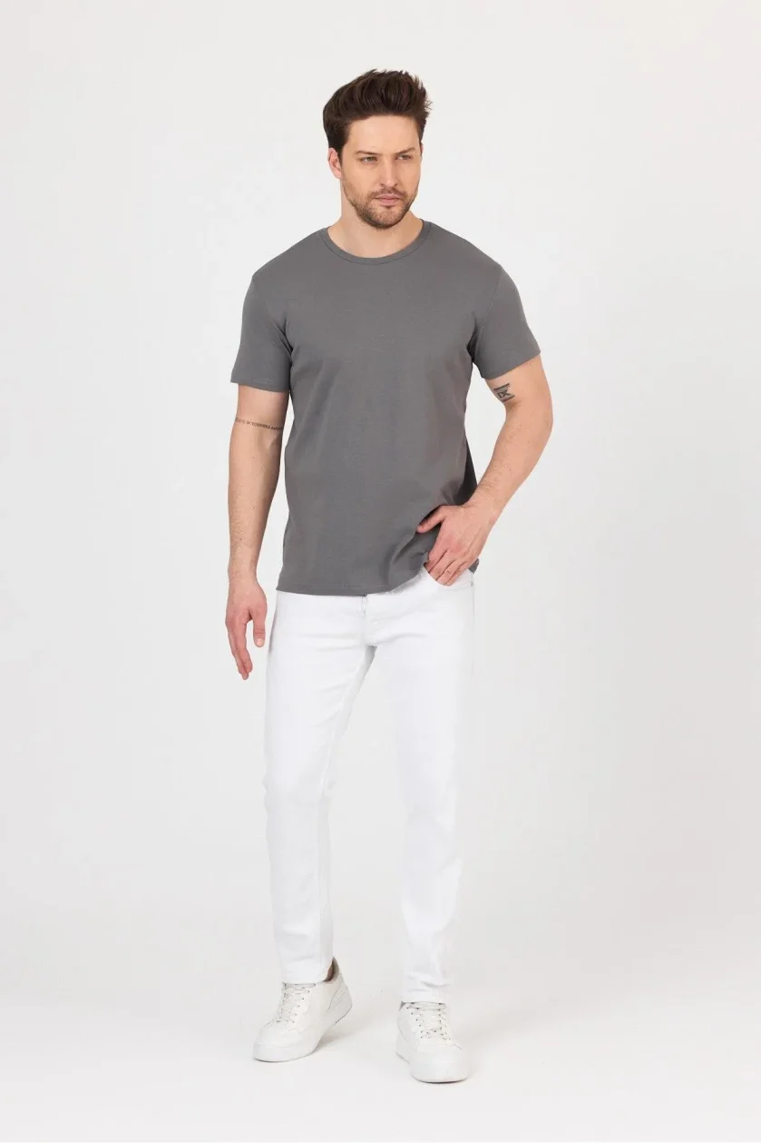Unısex Ribana Compact Penye Sıfır Yaka T-shirt - Görsel 20