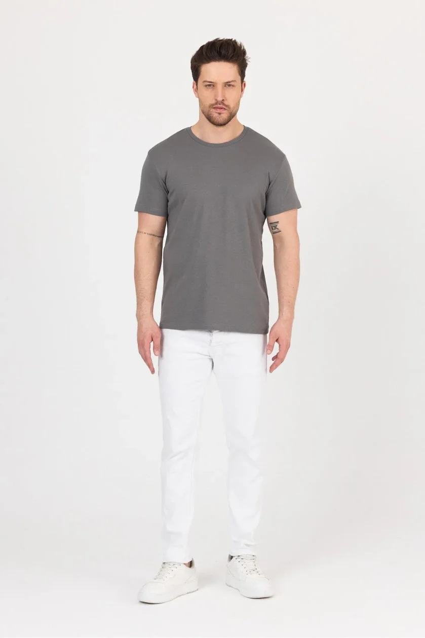 Unısex Ribana Compact Penye Sıfır Yaka T-shirt - Görsel 21