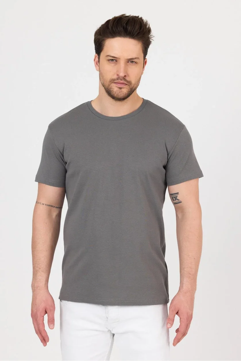 Unısex Ribana Compact Penye Sıfır Yaka T-shirt - Görsel 23