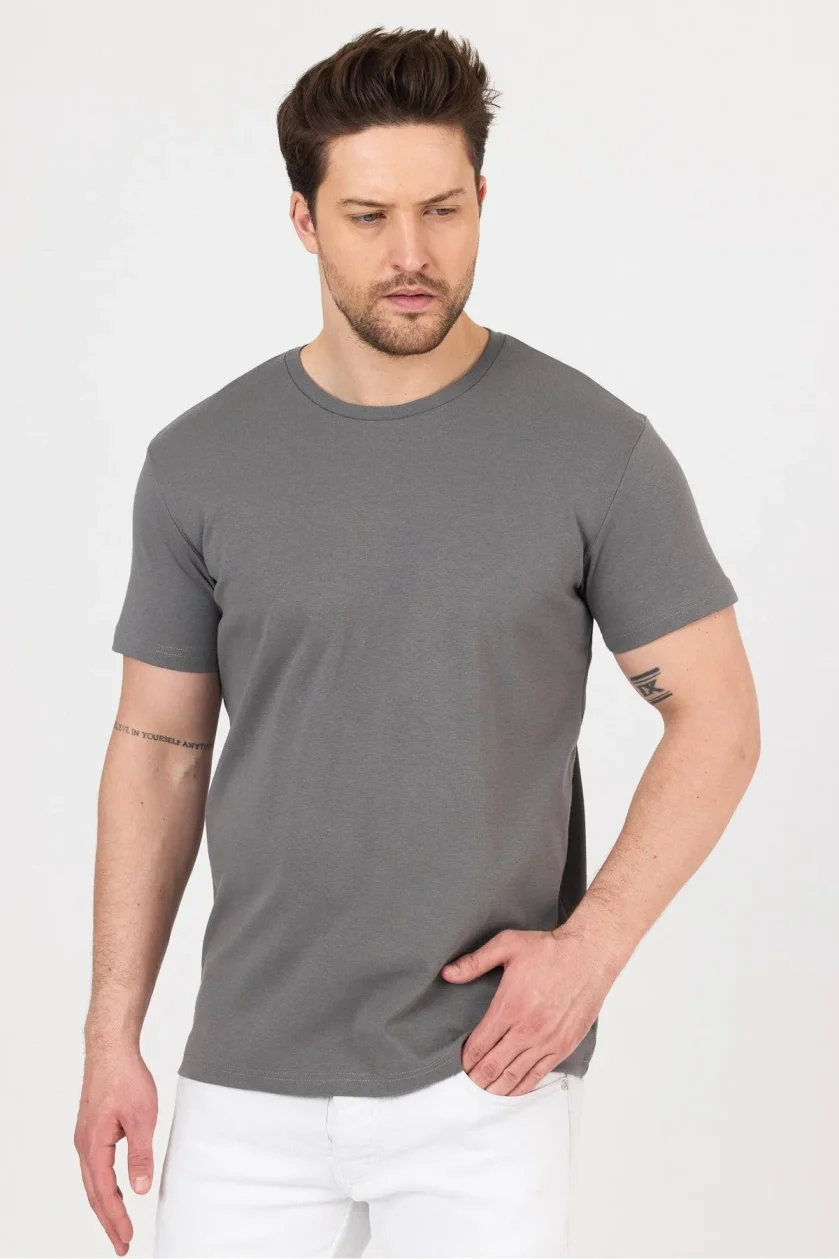 Unısex Ribana Compact Penye Sıfır Yaka T-shirt - Görsel 24